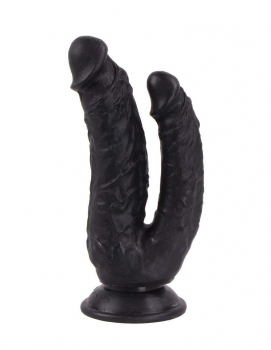 Schwarzer Doppeldildo 3,5 / 4,5 x 21 cm